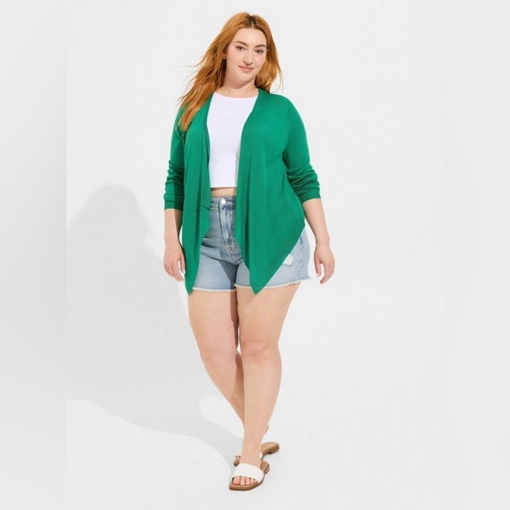 NWT Torrid Tissue Weight Cardigan, Size 0 (L/12), Bosphorus - Picture 2 of 8